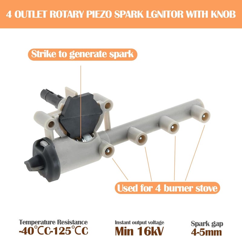 MOASKER 4 Outlet Rotary Piezo Ignitor Spark Generator Replacement Parts, Piezo Ignitor Kit for All Furrion 2-in-1 RV Range Ovens, Replace Parts for 2021124253 C-FSRE21SA-020 FSRE17 - Image 3